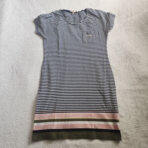 Barbour Harewood Stripe T-Shirt Dress Navy Multi Colorblock Size US 10 EUC